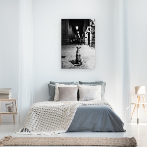 Tablou canvas - Asteptarea, Strada, Caine, Pet, Alb-Negru, Oameni, 40 x 60 cm - Img 3