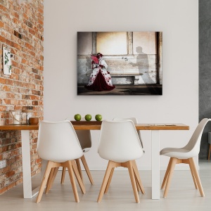 Tablou canvas - Atingere Romantica, Venetia, Carnival, Masca, Trandafir, Umbra, 75 x 100 cm - Img 4