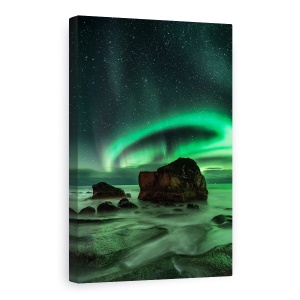 Tablou Canvas - Aurora, Uttakleiv, Aurora, Borealis, Lofoten, Norvegia, Uttakleiv, 80 x 120 cm