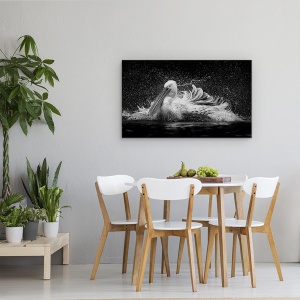 Tablou canvas - Baie, Pelican, Pasare, Baie, Apa, Alb-Negru, 50 x 80 cm - Img 4