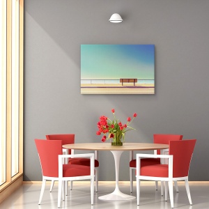 Tablou canvas - Banca pe malul marii, Peisaj, Minimalism, Plaja, Gol, 80 x 120 cm - Img 4