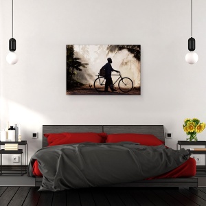 Tablou canvas - Barbat Ciclist, Natura Moarta, Fotografie, Strada, Barbat, Ciclu, 80 x 120 cm - Img 3
