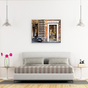 Tablou canvas - Barbier, La Roma, Scuter, Frizer, Strada, Oameni, 60 x 75 cm - Img 3