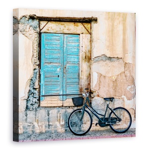 Tablou canvas - Bicicleta De Langa Vechea Fereastra, Bicicleta, Fereastra, Vechi, Arhitectura, Ruinat, 60 x 60 cm