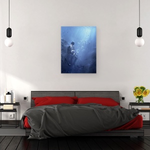 Tablou canvas - Blues, Albastru, Blues, Bule, Muzica, Muzician, 60 x 80 cm - Img 2