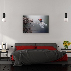 Tablou canvas - Buburuza pe hortensie , Flori, Insecte, Rosu, Toamna, 80 x 120 cm - Img 3