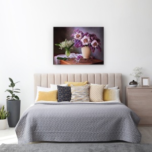 Tablou Canvas - Buchet De Bujori, Natura Moarta, Flori, Lalele, 60 x 80 cm - Img 3