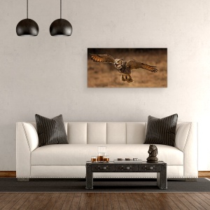 Tablou canvas - Bufnita Mare Cu Coarne, Panorama, 50 x 100 cm - Img 2