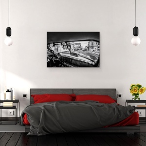 Tablou canvas - Calatorind Pe Strazile Cubaneze, Taxi, Strada, Conducere, Masina, 80 x 120 cm - Img 3
