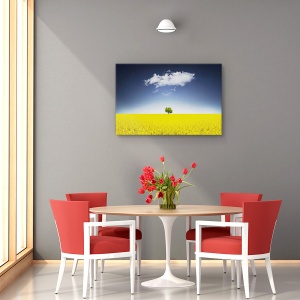Tablou canvas - Campul ireal Canola, Flori, Copac, Nor, 80 x 120 cm - Img 4