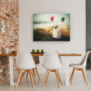 Tablou canvas - Cand Eram Doar Un Catelus, Balon Cu Aer Cald, Gravitatie, Aeronava, 50 x 70 cm - Img 4