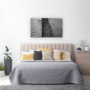 Tablou canvas - Casa Pe Plaja, Peisaj, Abstract, Gard, Model, Alb-Negru, 50 x 80 cm - Img 3