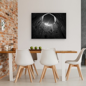 Tablou canvas - Cer Octogonal, Castel, Ezoteric, Alb-Negru, 60 x 80 cm - Img 4