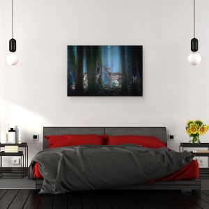 Tablou canvas - Cerbi, Animal, Coarne de Cerb, Padure, 80 x 120 cm - Img 3
