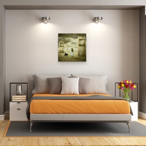 Tablou canvas - Cheia Schelet, Fata, Putin, Pisica, Negru, 90 x 90 cm - Img 3