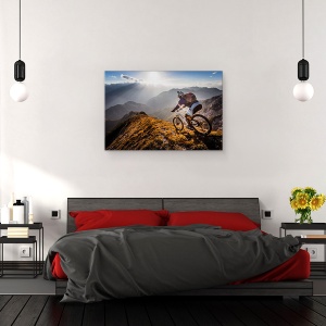 Tablou canvas - Chemarea Muntelui, Sport, Actiune, Bicicleta, Extrem, Casca, 60 x 90 cm - Img 3
