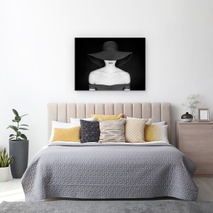 Tablou Canvas - Chic, Femeie, Palarie, Moda, Buzele, Model, 50 x 70 cm - Img 3