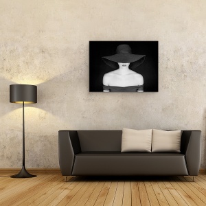 Tablou Canvas - Chic, Femeie, Palarie, Moda, Buzele, Model, 60 x 80 cm - Img 2
