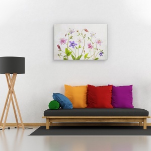 Tablou canvas - Columbine, Natura moarta, Culori Pastelate, Flori, 60 x 90 cm - Img 2