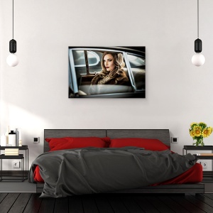 Tablou canvas - Conducand Diva La Un Eveniment, Diva, Model, Moda, Vintage, Masina, 40 x 60 cm - Img 3