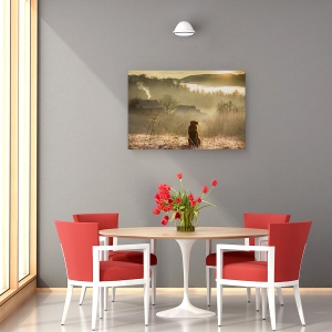 Tablou canvas - Conexiune Buna, Rasarit De Soare, Aur, Caine, Calm, Pet, 40 x 60 cm - Img 4