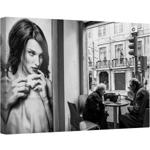Tablou canvas - Conversatii, Cafea, Cuplu, Vorbesc, Pereche, Bautura, Cana, 80 x 120 cm