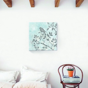 Tablou decorativ copac și pasăre pe canvas 60 x 60 cm