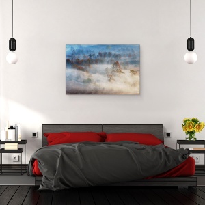 Tablou canvas - Copaci In Ceata Matinala, Dimineata, Toamna, Italia, Adda, 60 x 90 cm - Img 3