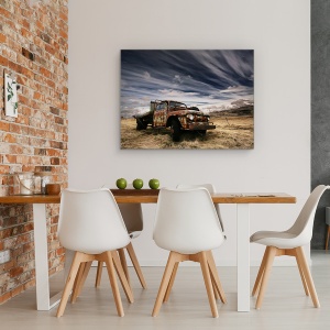 Tablou canvas - Coroziune, Masina, Automobil, Camion, Vechi, Ruginit, 75 x 100 cm - Img 4
