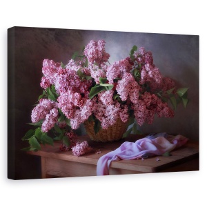 Tablou canvas - Cos cu liliac, Natura moarta, Violet, Flori, 60 x 90 cm