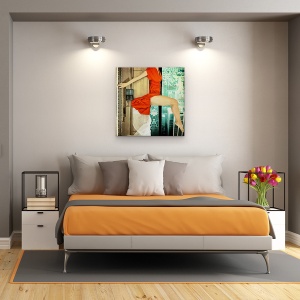Tablou Canvas - Crescendo, Rosu, Piano, New York, Oras, 90 x 90 cm - Img 3