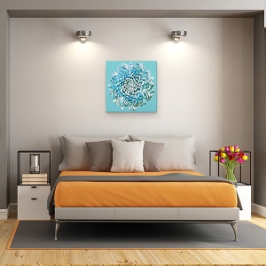 Tablou canvas - Crizantema Albastra, Floral, Tonifiat, 90 x 90 cm - Img 3
