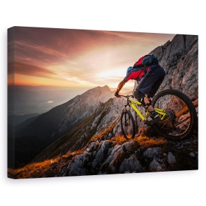 Tablou canvas - Cu Bicicleta In Apusul Auriu, In Aer Liber, Aventura, 80 x 120 cm