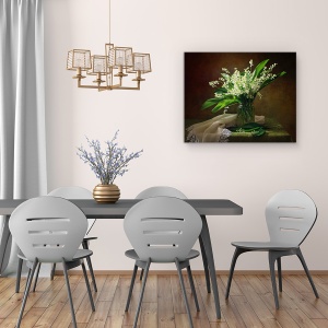 Tablou Canvas - Cu Un Buchet De Crini Din Vale, Floare, Dantela, Natura Statica, Vaza, 40 x 50 cm - Img 4