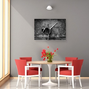 Tablou canvas - Dans, Actiune, Performanta, Grafitti, Alb-Negru, Femeie, 60 x 90 cm - Img 4