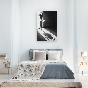Tablou canvas - Dansul Umbrelor, Balet, Alb-Negru, 60 x 90 cm - Img 3