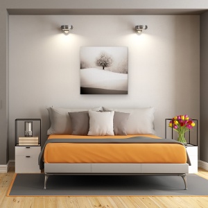 Tablou Canvas - Degrade De Iarna, Copac, Alb-Negru, Peisaj, Natura, 60 x 60 cm - Img 3
