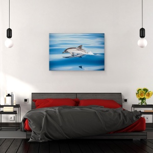 Tablou canvas - Delfinul In Dungi, Delfin, Mare, Natura, Salbatic, Delfini, 40 x 60 cm - Img 3
