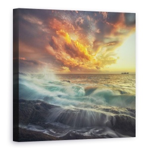 Tablou canvas - Delir In Culori, Apus De Soare, Nori, Cer, Rosu, 90 x 90 cm