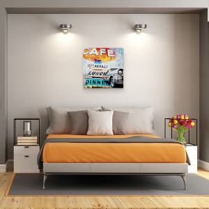 Tablou canvas - Diverse, Oferte speciale, Restaurant, Cafea, Retro Car, 90 x 90 cm - Img 3
