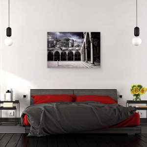 Tablou canvas - Doamna si Moscheea, Moschee, Istanbul, Cupole, Arcuri, Piloni, 80 x 120 cm - Img 3