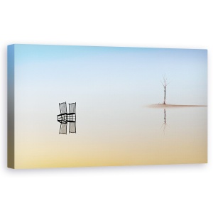 Tablou Canvas - Doua Scaune si Un Copac, Peisaj, Turcia, Cappadocia, Lac, 50 x 100 cm