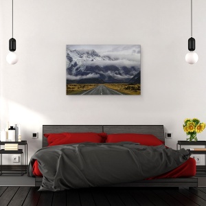Tablou canvas - Drumul Spre Muntele Cook, Munti, Nori, Calatorie, Perspectiva, 80 x 120 cm - Img 3