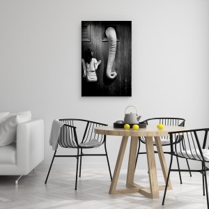 Tablou canvas - Elefant, Umor, Alb-Negru, Animal, 60 x 90 cm - Img 4