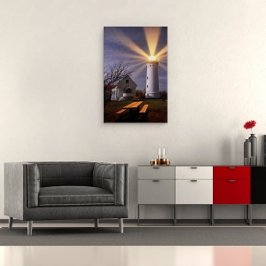 Tablou canvas - Far, Banca, Noapte, Danemarca, Far, Raze, 40 x 60 cm - Img 2