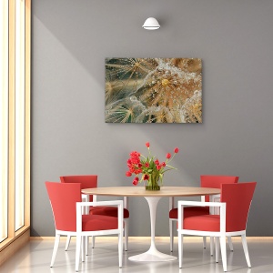 Tablou decorativ canvas floral fără stele cu rouă și pene