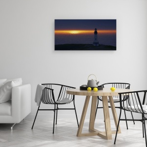 Tablou canvas - Farul Care Si-A Pierdut Lumina, Peisaj, Apa, Apus De Soare, Ocean, 50 x 100 cm - Img 4