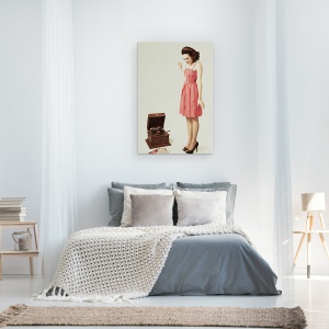 Tablou canvas - Fata Frumoasa, Vintage, Vechi, Boom, 40 x 60 cm - Img 3