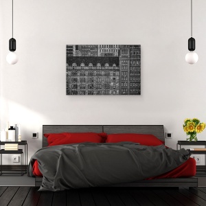 Tablou canvas - Fifth Avenue, Alb-Negru, Arhitectura, Geometrie, Ferestre, Fatada, 40 x 60 cm - Img 3