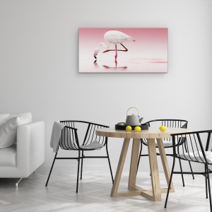 Tablou Canvas - Flamingo, Pasare, Roz, Apa, Oglinda, Romantism, 50 x 100 cm - Img 4